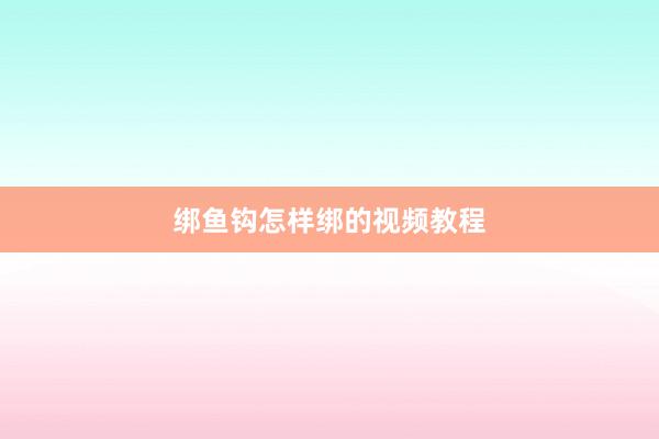 绑鱼钩怎样绑的视频教程